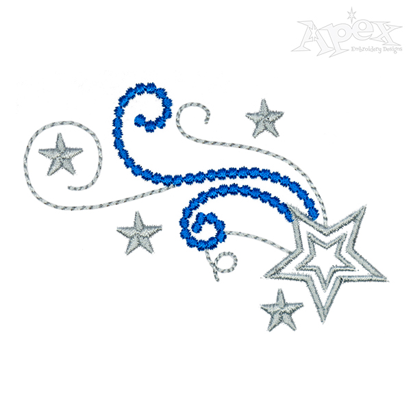 Swirly Stars Embroidery Design
