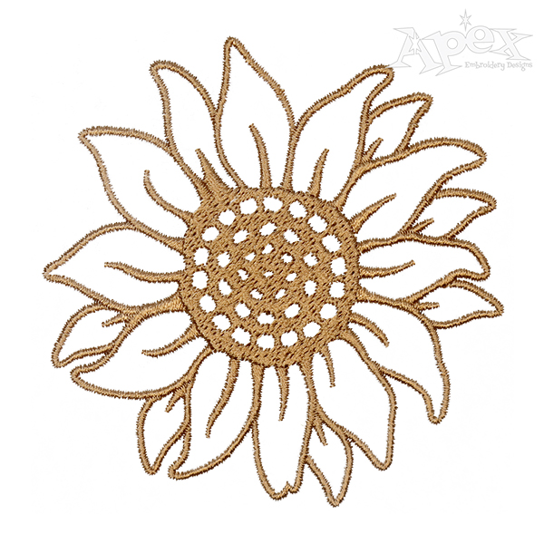 Sunflower Embroidery Design | Apex Embroidery Designs, Monogram Fonts