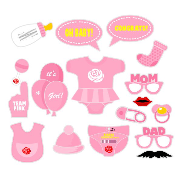 Newborn Baby Girl Shower Party Photoprops SVG Cuttable Design