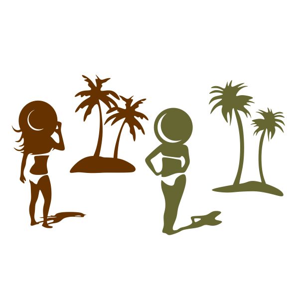 Girl Having Sun Palm Beach SVG Cuttable Design
