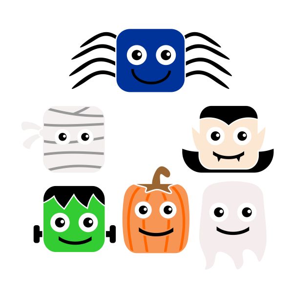 Halloween Spider, Mummy, Dracula, Frankenstein, Pumpkin and Ghost SVG Cuttable Design