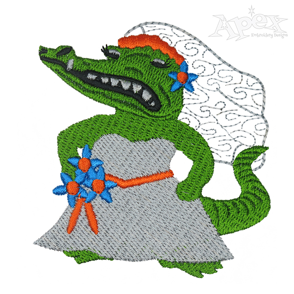 Gator Bride and Groom Embroidery Design