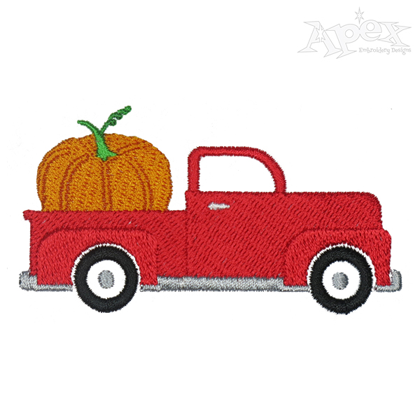 Pumpkin Truck Embroidery Design