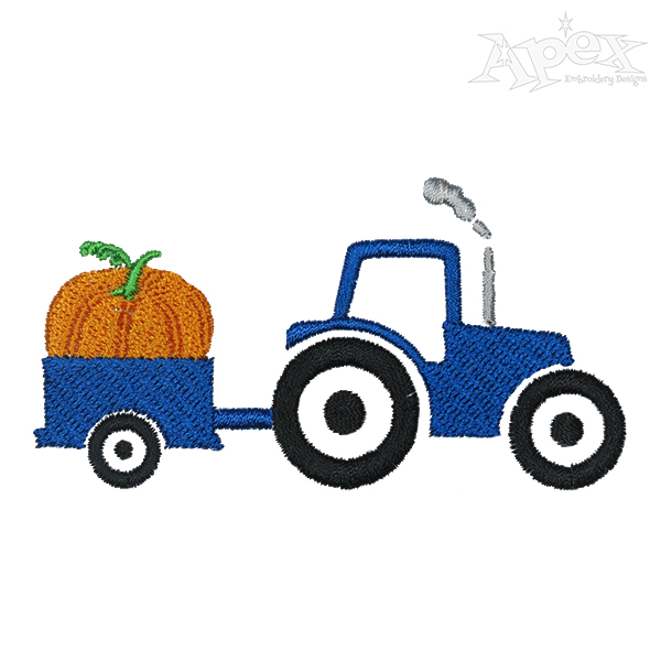 Pumpkin Tractor Embroidery Design