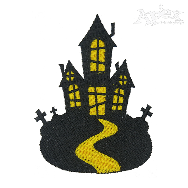 Halloween Spooky House Embroidery Design