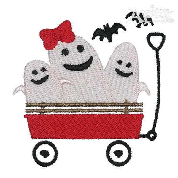 Halloween Ghosts Wagon Embroidery Design