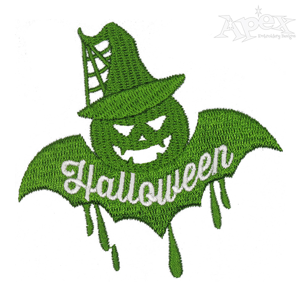 Halloween Flying Jack-O'-Lantern Embroidery Design