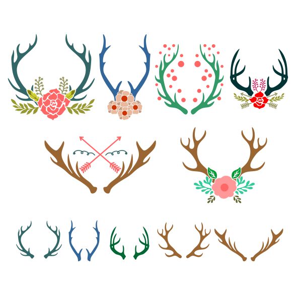 Download Antlers Reindeer Pack Cuttable Design Apex Embroidery Designs Monogram Fonts Alphabets
