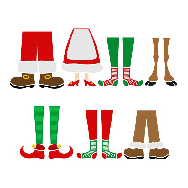 Christmas Santa Claus, Elf, Reindeer Legs SVG Cuttable Design