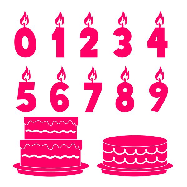 Birthday Cake and Numbers Pack SVG Cuttable Design