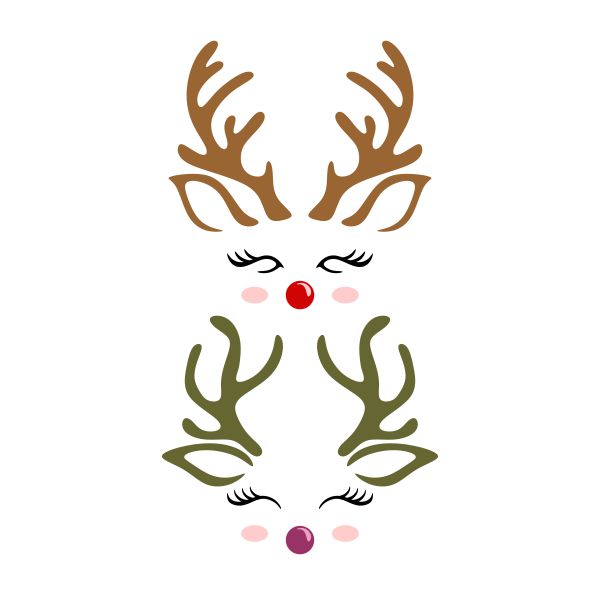 Reindeer Cute Faces SVG Cuttable Design