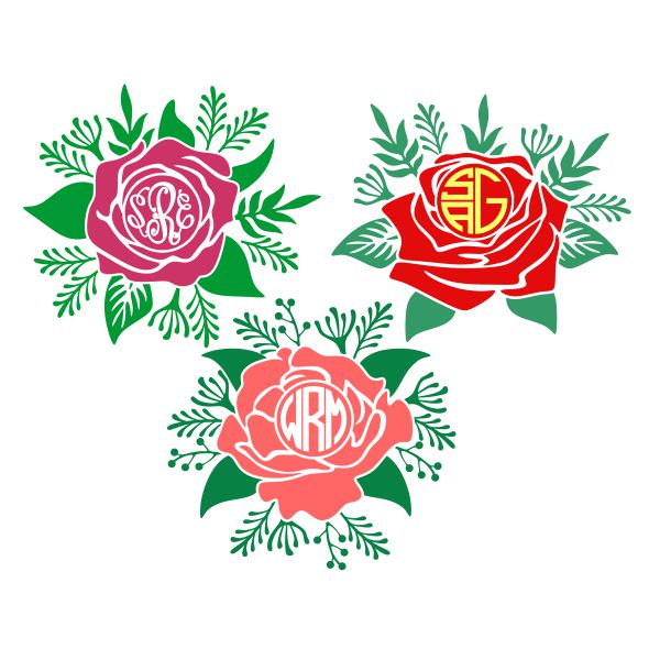 Rose Monogram SVG Cuttable Frame