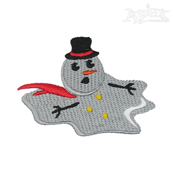 Melting Snowman Embroidery Design