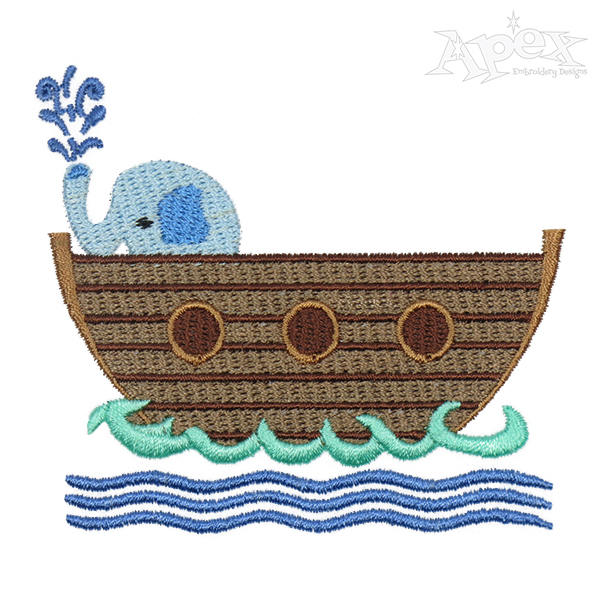 Elephant on Ark Embroidery Design
