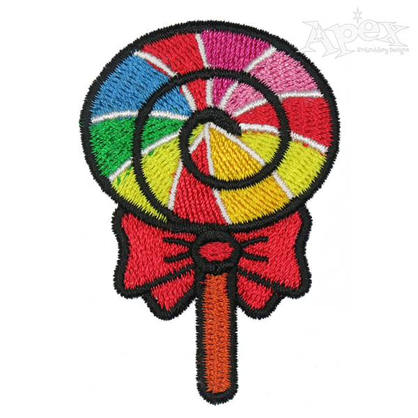 Rainbow Lollipop Embroidery Design