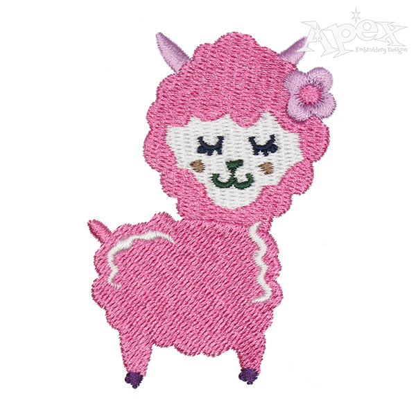 Cute Llama Embroidery Design