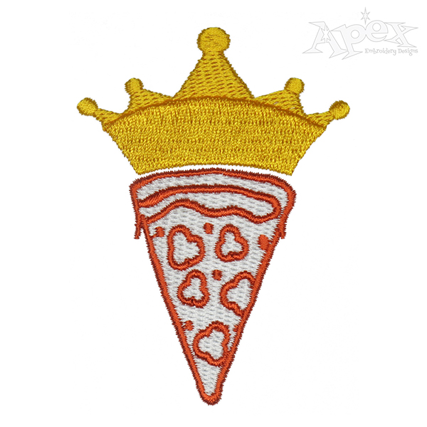 Pizza King Princess Embroidery Design