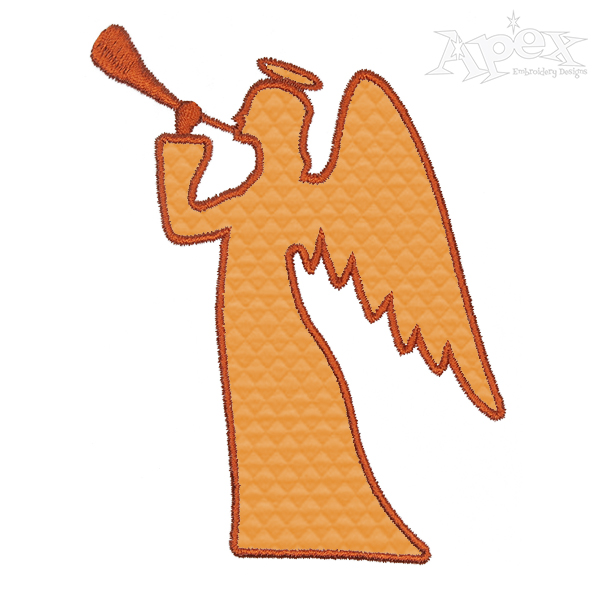 Christmas Angel Blowing Horn Silhouette Embroidery Design