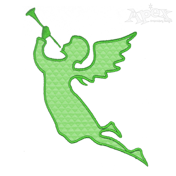 Christmas Angel Blowing Horn Silhouette Embroidery Design