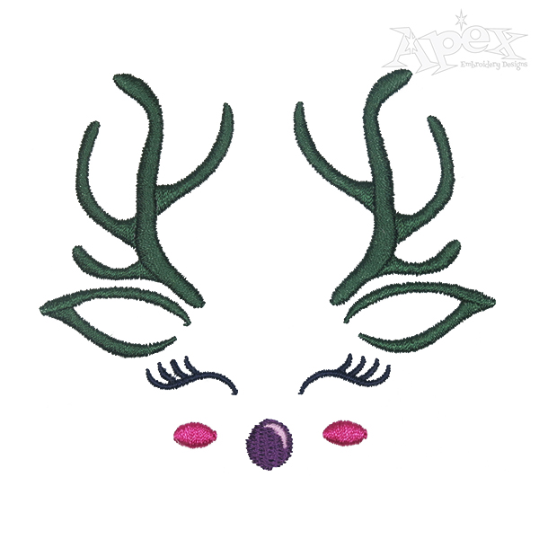 Cute Reindeer Face Embroidery Design