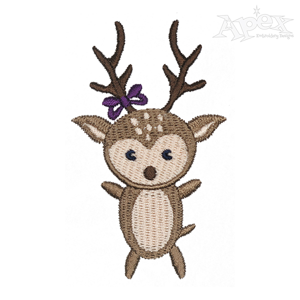 Cute Reindeer Embroidery Design