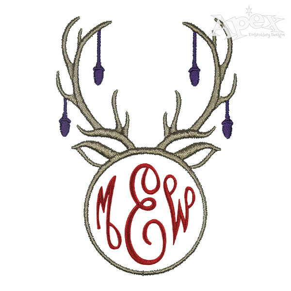 Antlers Bulbs Monogram Embroidery Frame