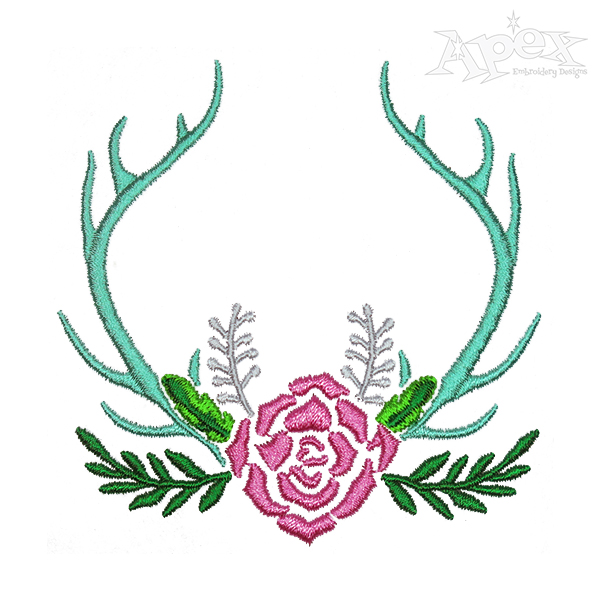 Flower Antlers Embroidery Design