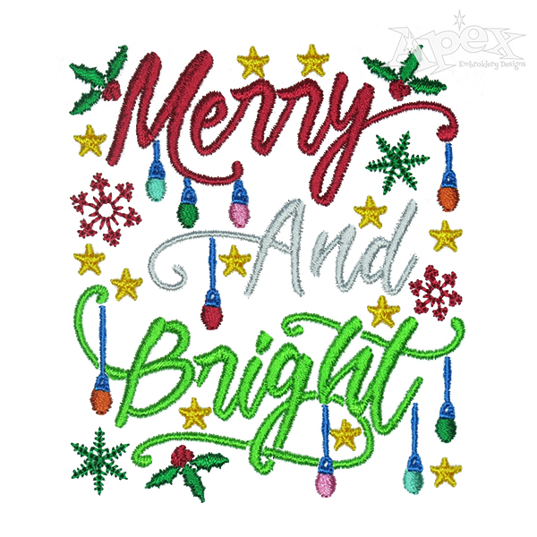 Merry and Bright Embroidery Design