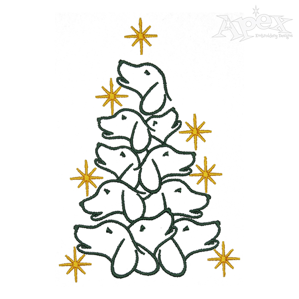 Dachshund Christmas Tree Embroidery Design