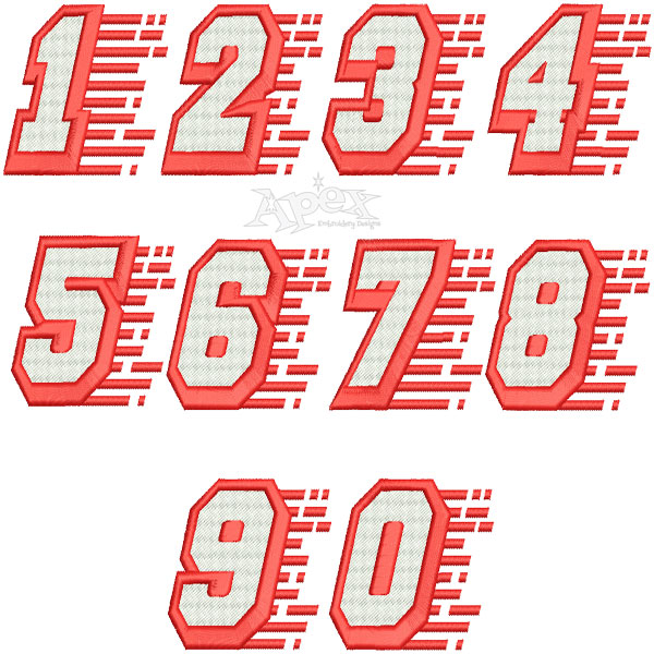 Race Number Embroidery Font