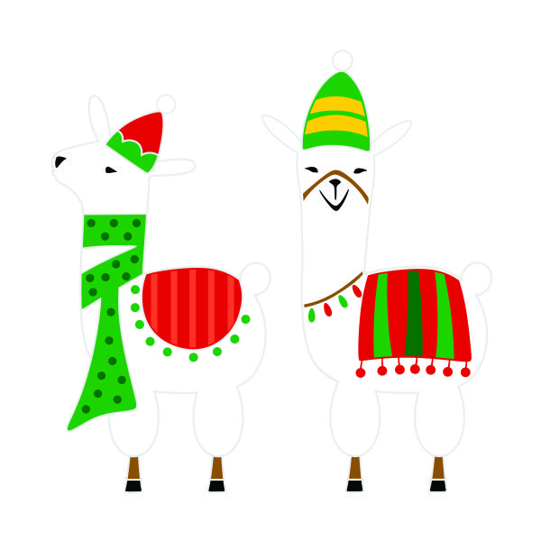 Holiday Christmas Llama SVG Cuttable Design