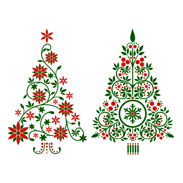 Flourish Flowers Decorative Christmas Tree SVG Cuttable Design