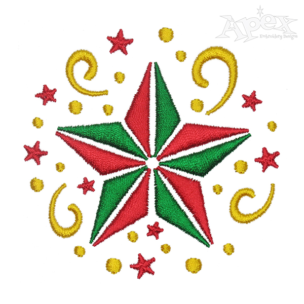 Christmas Star Embroidery Design
