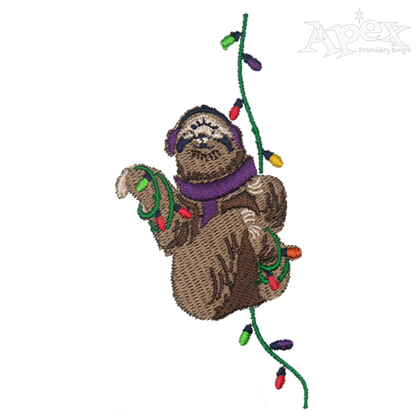 Christmas Sloth Embroidery Design