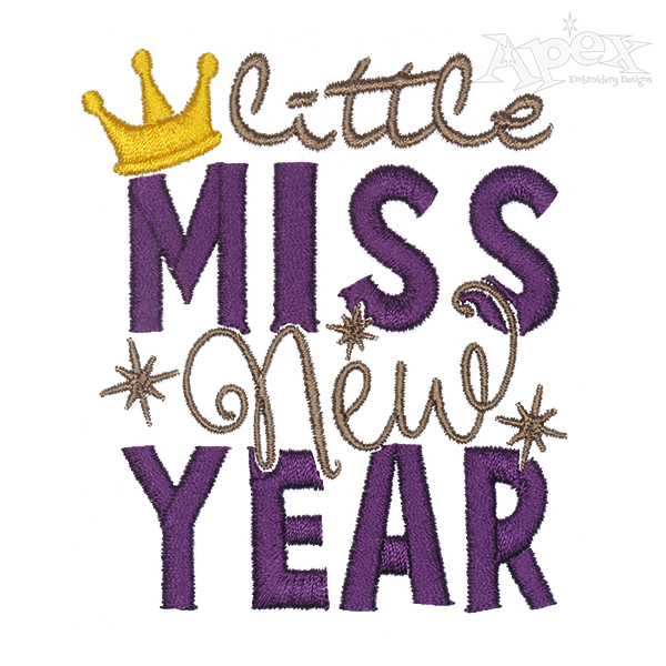 Little Miss New Year Embroidery Design
