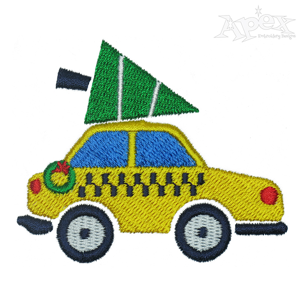Christmas Taxi Cab Embroidery Design