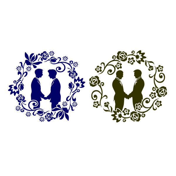 Male Couple Groom Wedding SVG Cuttable Design