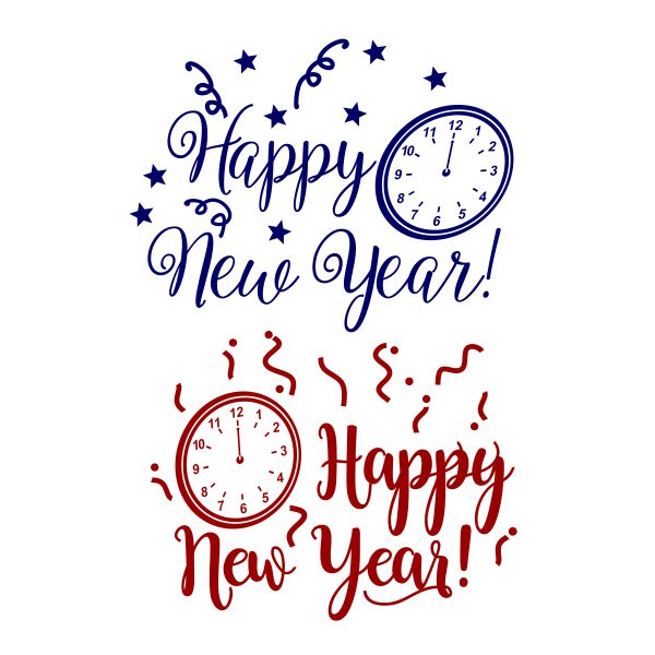Happy New Year Clock SVG Cuttable Design