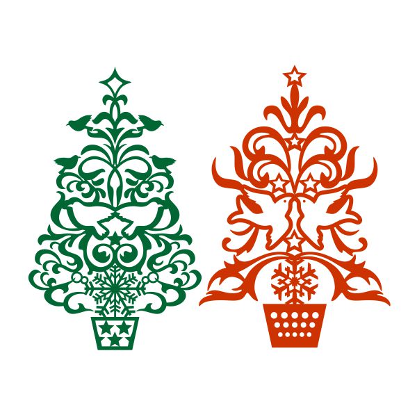 Peace Christmas Tree with Doves SVG Cuttable Design