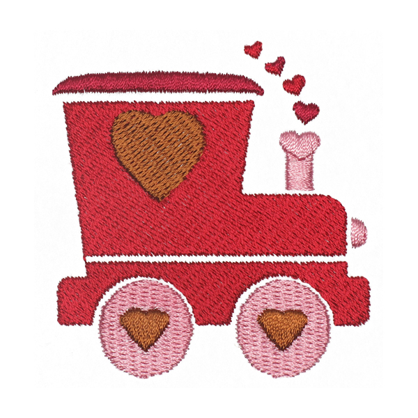 Valentine Train Embroidery Design