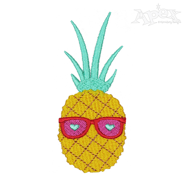 Heart Sunglasses Pineapple Embroidery Design
