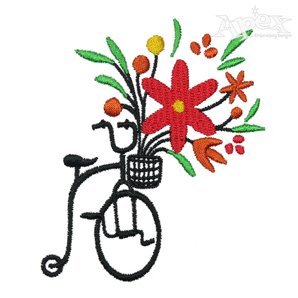 Flowers Bike Embroidery Design