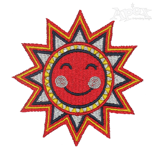 Smiling Tribal Sun Embroidery Design
