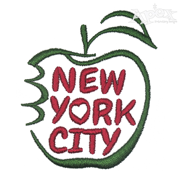New York City Apple Embroidery Design
