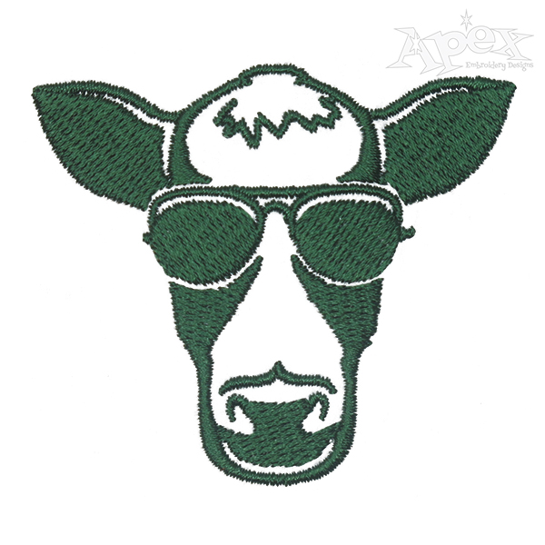 Sunglasses Cow Embroidery Design
