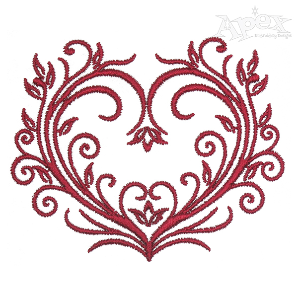 Flourish Heart Embroidery Design