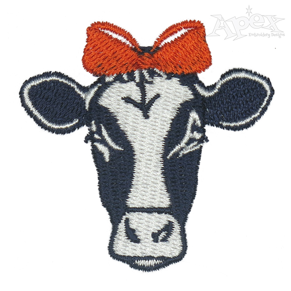 Bow Tie Cow Embroidery Design