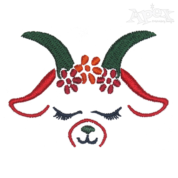 Flowers Goat Embroidery Design