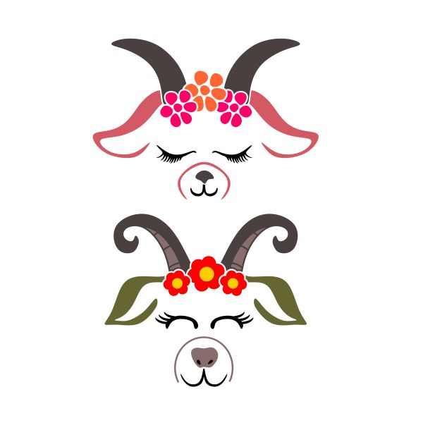 Goat with Flowers SVG Cuttable Design