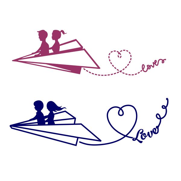 Love Paper Plane Couple SVG Cuttable Design